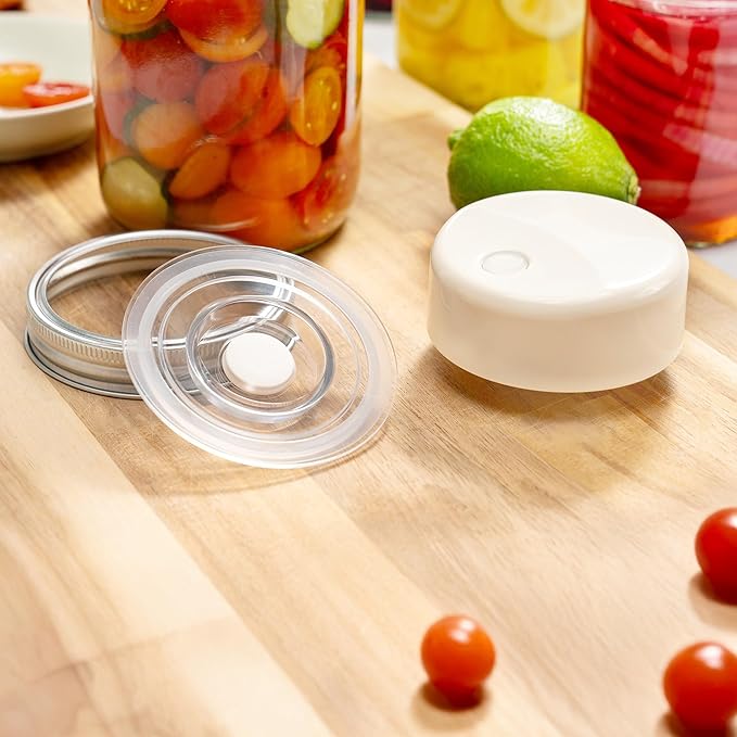 SealVax® MasonSeal Jar Set – Wide Mouth Mason Jars with Auto-Stop Vacuum Sealer + Reusable AS Plastic Airtight Lids Featuring Patented Valve, Designed in USA, Made in Taiwan(16oz x3 / 32oz x3)