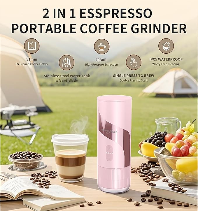 Magnavox HOME Portable Espresso Coffee Maker (Grounds or Pods) with Fast Brew Technology & Single Touch Control, Ideal for Offices or Travel