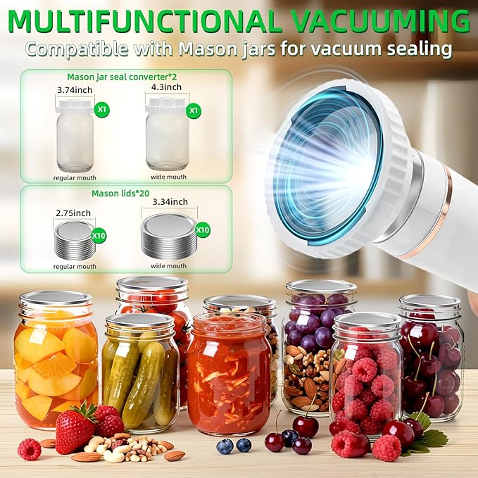 Compact Vacuum Sealer for Food Storage & Preservation,with Reusable Bags, Ultra-long 100-minutes Vacuuming Time,Chef-Preferred 6X Freshness Keep for Home Kitchen RV Travel Seal Meal