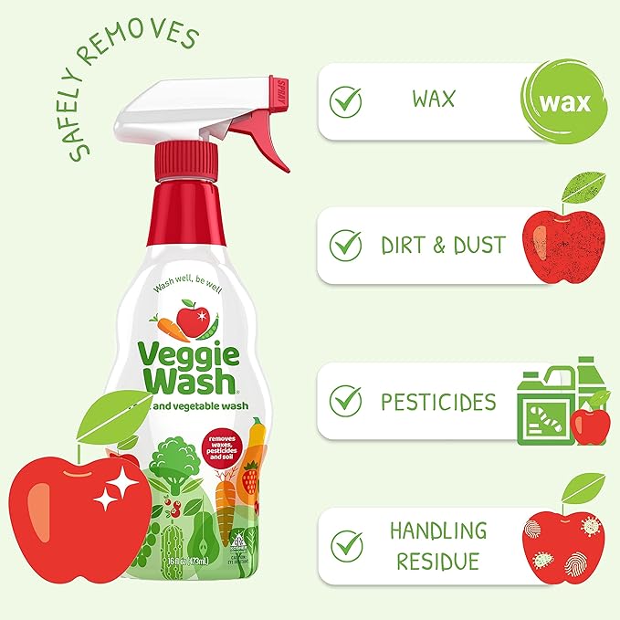 Veggie Wash Fruit & Vegetable Wash, Produce Wash and Cleaner, 16-Fluid Ounce, Pack of 2, Packaging May Vary
