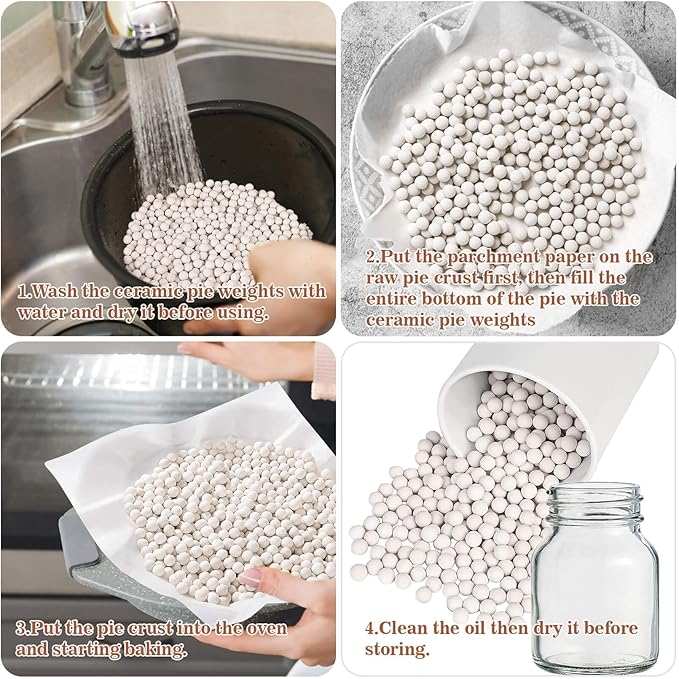Sukh 1.94LB Pie Weights for Baking - Pie Crust Weights Ceramic Baking Beans for Reusable Natural Ceramic Stoneware Homemade Kitchen Must Have Round Household Steam Oven Stone