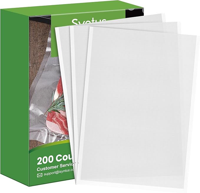 Syntus 200 Count Vacuum Sealer Bags Gallon 11 x 16 inch for Seal a Meal, Commercial Grade BPA Free Heavy Duty Precut Seal Bags, Food Vac Bags for Storage, Meal Prep or Sous Vide