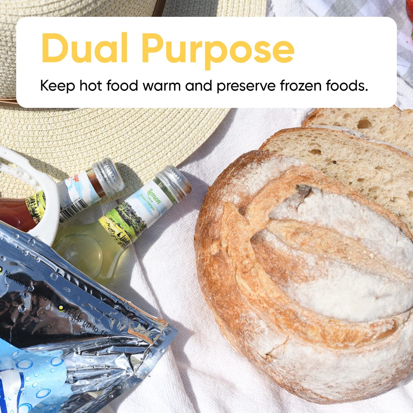 Superio Hot and Cold Insulated Bags for Food Delivery, Grocery Shopping Bags, Food Storage for Hot and Frozen Food for Travel, Disposable Cooler Bag, Reinforced Thermal Lunch Bag (1, 15.5"x13")