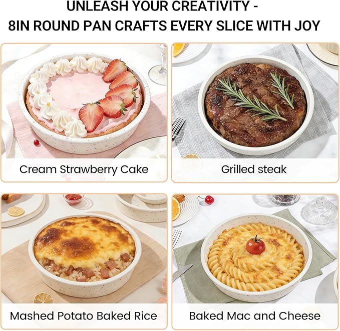 SJ 8 Inch Silicone Round Cake Pan with Metal Reinforced Frame Set of 2, Nonstick Silicone Cake Mold for Baking Suitable for Making Layers, Cheese & Chocolate Cakes