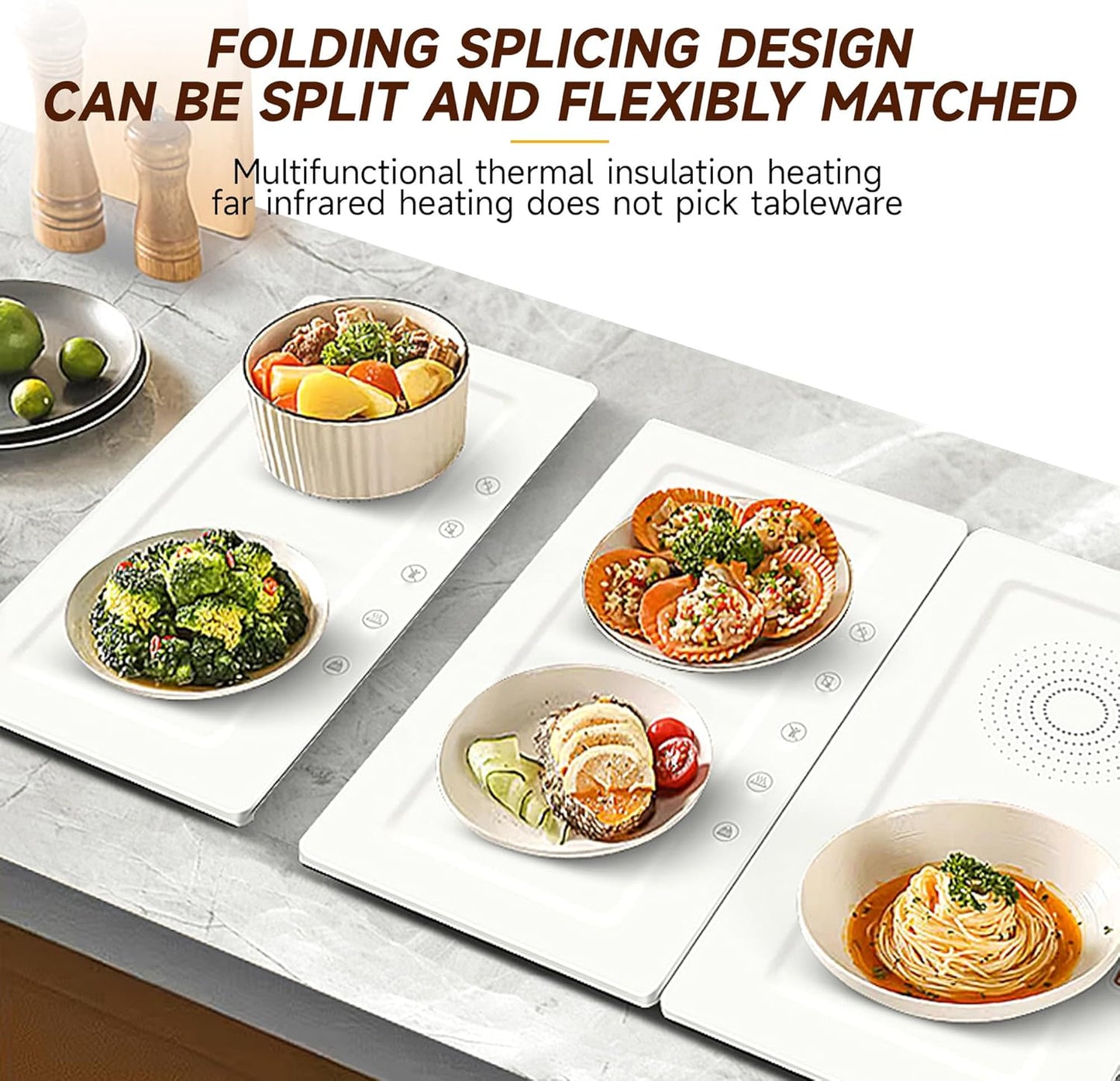 TOPRATED Large Splicing Electric Warming Tray (25x15 inch), Metal Foldable and Portable Heating Warmers Food Warming Mat for Kitchen,Parties, Buffet, Restaurant, Family dinner,Countertop
