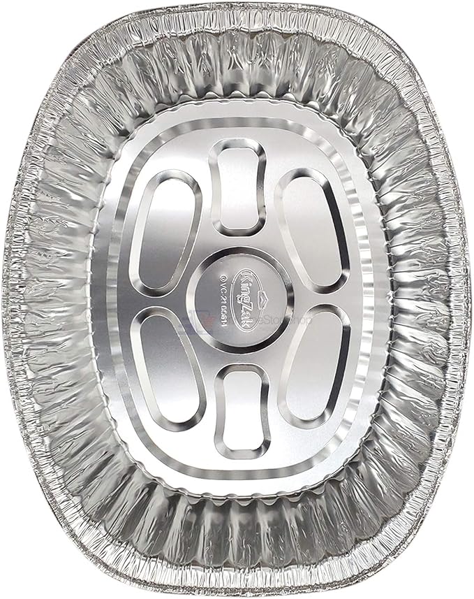 Disposable Oval Roasting Pan - Durable Turkey Roaster Pans Extra Large, Heavy-Duty Aluminum Foil, Deep, Oval Shape for Chicken, Meat, Brisket, Roasting, Baking, Recyclable (100)