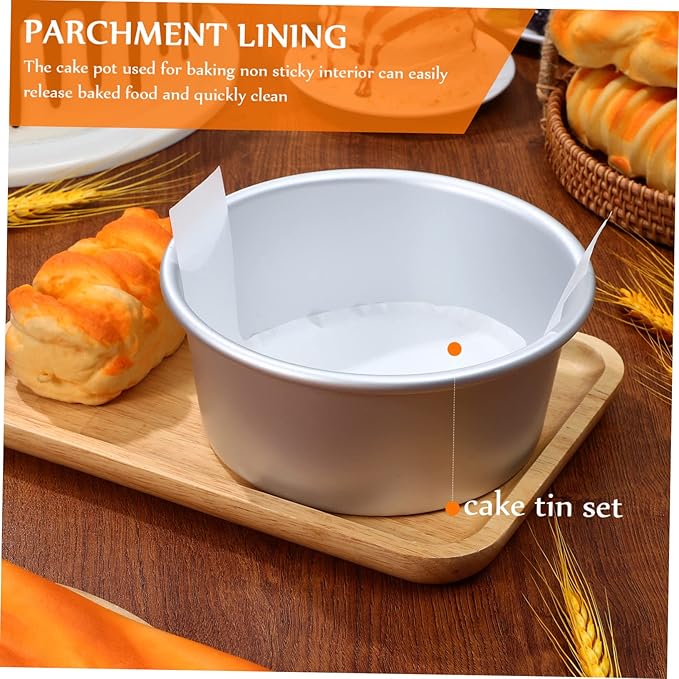 Zerodeko 6-Inch Round Cake Tin Set Parchment Liners Nonstick Baking Molds for Cakes Deep Tins for Baking for Home Bakers and Special Occasions