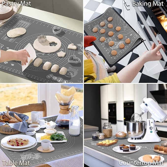 XXL Silicone Pastry Mat, Small Baking Mat, Food Grade Silicone Rolling Board