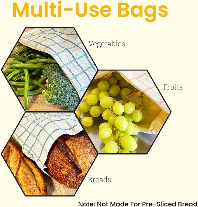 Keeki Bag - The Original Beeswax Lined Bread Bag for Homemade & Sourdough | Reusable Linen Bread Storage | Beeswax Wrap Alternative | Plastic-Free Storage w/Wide Drawstring Closure (Pink)