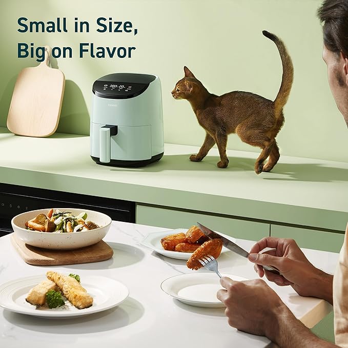 COSORI Small Air Fryer Oven 2.1 Qt, 4-in-1 Mini Airfryer, Bake, Roast, Reheat, Space-saving & Low-noise, Nonstick & Air Fryer Liners, 100 PCS Square Disposable Paper Liners, Non-Stick