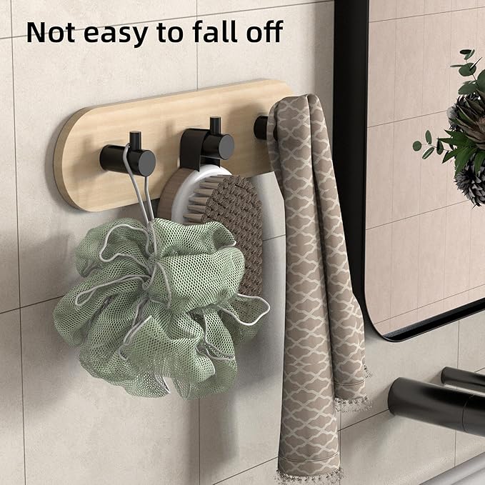 Kayqi 304 Stainless Steel Modern Large Hooks, Suitable for Various scenarios Such as bathrooms, Kitchens, bedrooms, Offices, etc. (Set of 2) (Black)