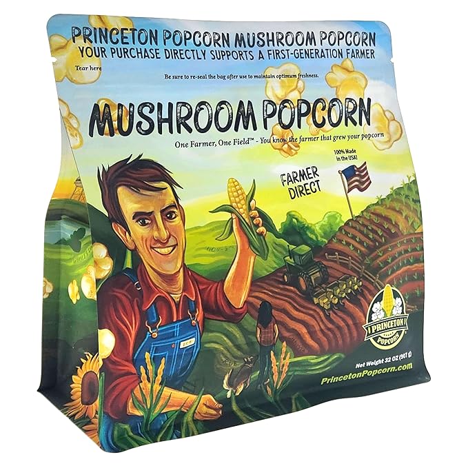 Farmer Bob's Princeton Popcorn Farmer-Direct Mushroom Popcorn Kernels 32 oz Each Case of 20 Sealed Bags Non-GMO Gluten-Free Stove/Popper Ready Bulk Value Pack Freshness Preserved & Easy to Handle