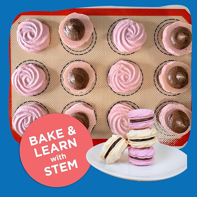 BāKIT Box Gluten-Free Macaron Baking Kit for Kids – Make Rosette French Macarons with Chocolate Buttercream – DIY Gluten-Free Dessert Kit with Pre-Measured Ingredients – STEM Activity for Girls & Boys