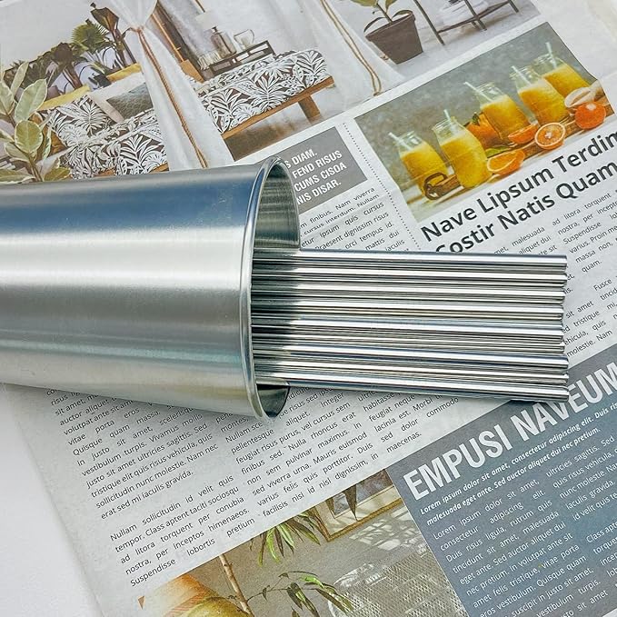Reusable Straight Metal Straw 50Pack in Bulk,215mm Stainless Steel Straws for Drinks.Drinking Straws Wholesale for 30 oz & 20 oz Tumblers Yeti Water Bottle (8.5" - Silver, 50pcs - Straight)