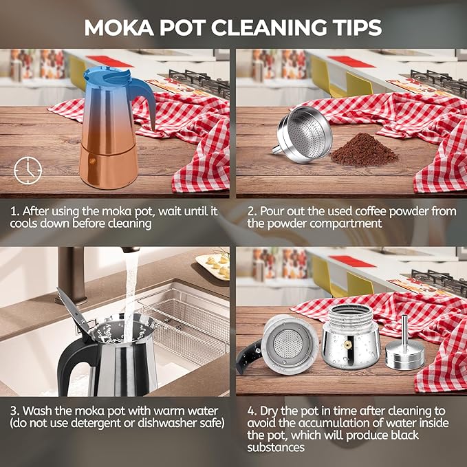 9 Cup 450ml Moka Pot Stainless Steel Espresso Coffee Maker Stovetop Coffeemaker Italian Classic Style Brewing Greca Cafe Mocha Machine for Cafeteras Lover Camping Travel and Home Use 15oz