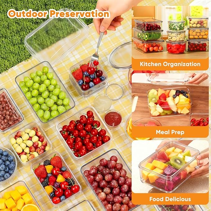 52 Pcs Food Storage Containers with Lids Airtight (26 Containers & 26 Lids) - Leakproof Meal-Prep Container for Kitchen Storage and Organization, Stackable Plastic Food Containers with Labels & Pen