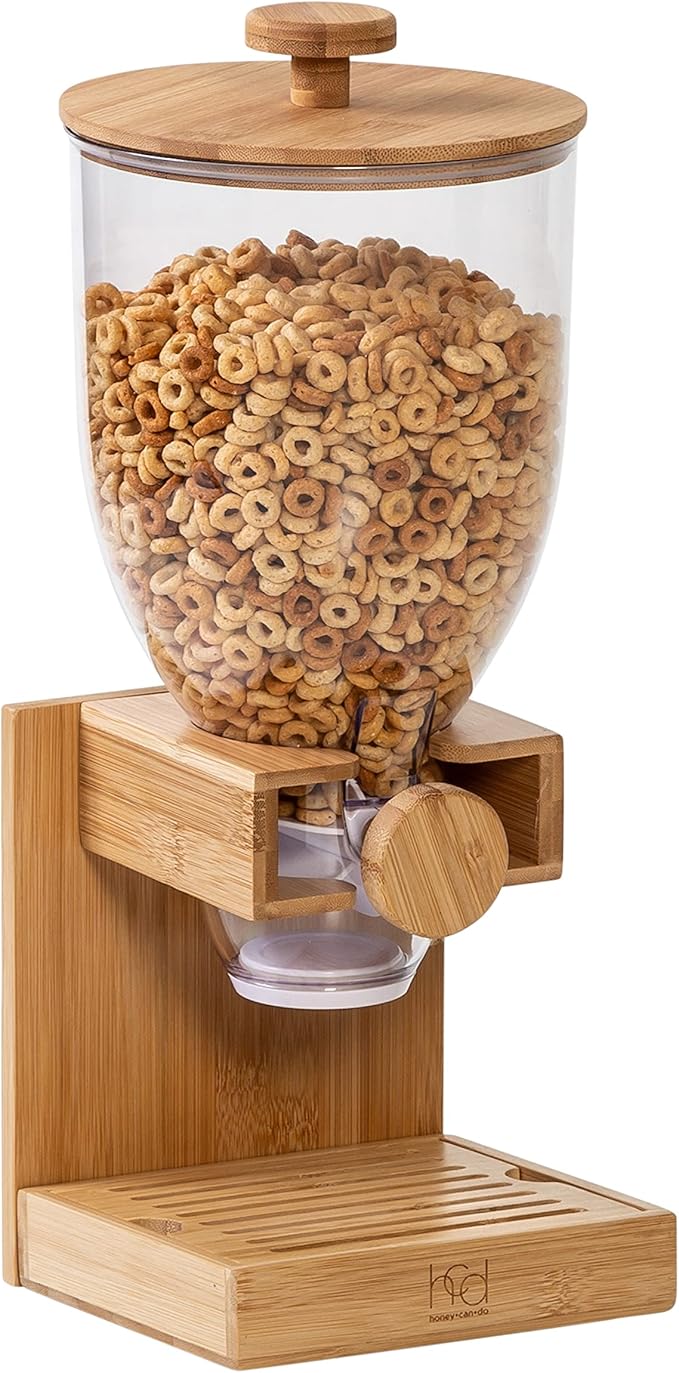 Honey Can Do Bamboo Cereal Dispenser, Natural KCH-09385 Natural, 17.5 oz (Pack of 3)
