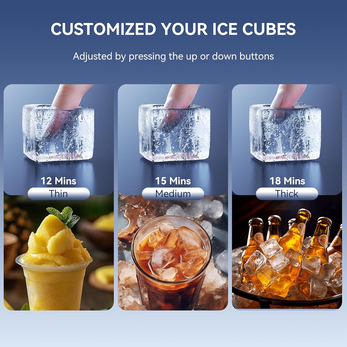 Commercial Ice Maker Machine, 100lbs/24H Ice Machine, 34lbs Storage, 45 Ice Cubes Ready in 6-15 Minutes, Freestanding Ice Maker for Bar, Home, Office, Restaurant
