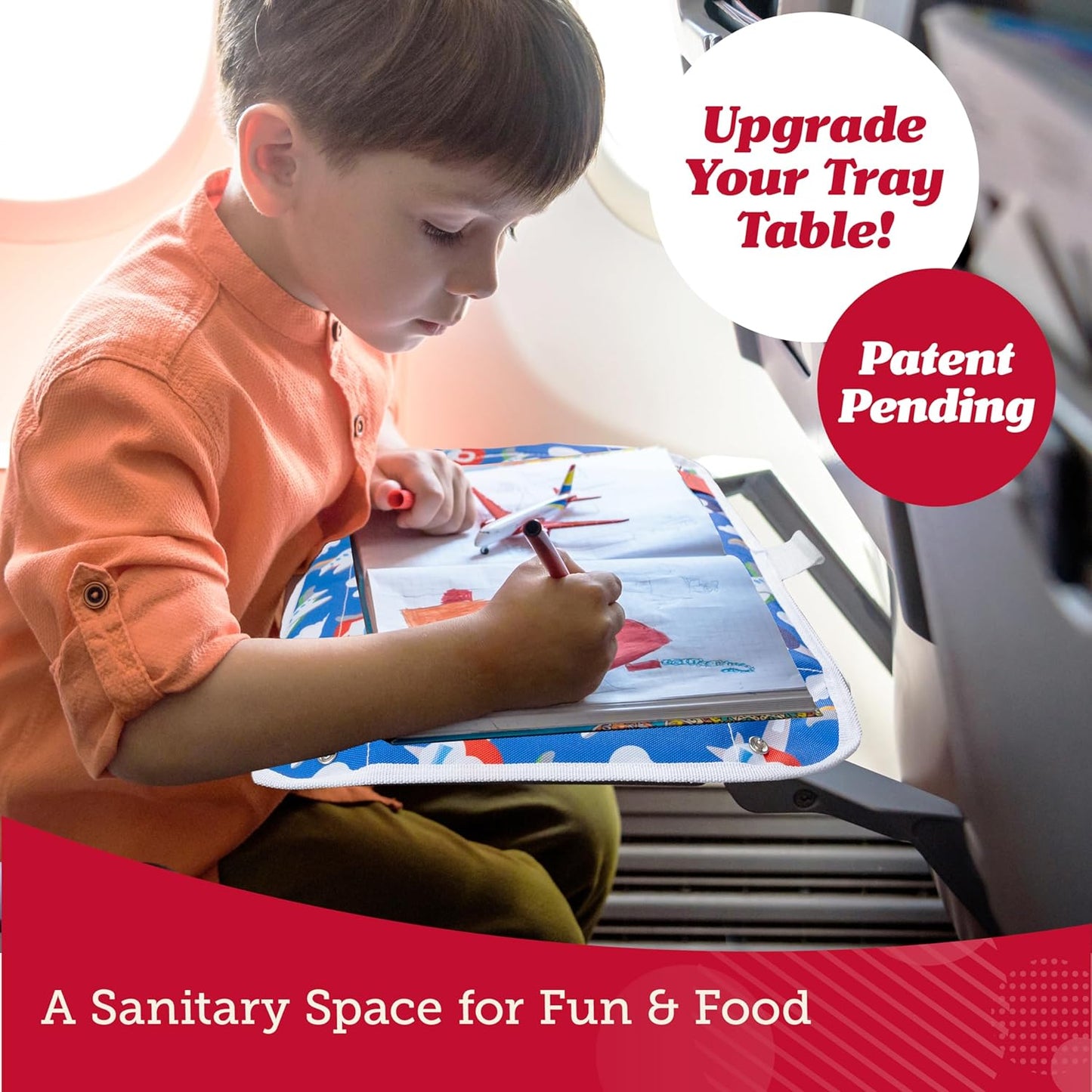 Lusso Gear Kids Airplane Tray Table Cover with Pockets - Mermaids Pattern - Airplane Travel Essentials for Kids & Toddlers - Organizer, Snack & Tablet Holder