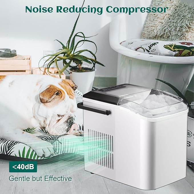 Maine Bullet Ice Maker, Counter Top Ice Maker with Portable Carrying Handle, 33 lb/24H Portable Ice Maker Suitable for Home, Office, Kitchen, RV, 9 Cubes Ready in 7-8 Mins