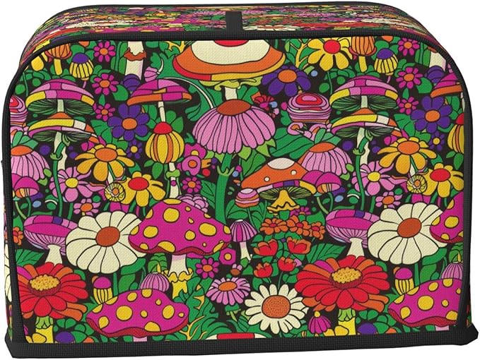Toaster Cover 2 Slice Colorful Mushroom Flower Trippy Kitchen Small Appliance Covers with Pockets Dust and Fingerprint Protection