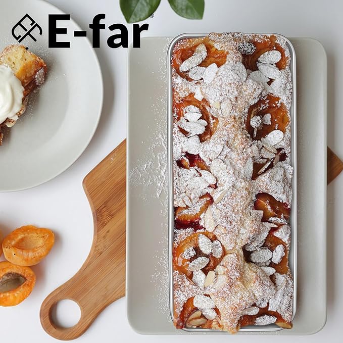 E-far Loaf Pan for Homemade Bread-2 Pack, 12” x 5” Large Stainless Steel Loaf Pans, Long Metal Bread Baking Mold for Banana Cake Meatloaf Sourdough Lasagna, Nontoxic & Dishwasher Safe