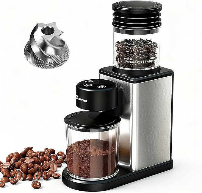 Electric Coffee Grinder for Home & Office: Smart Conical Burr coffee grinder with 25 Precision Grind Settings & 120g Expandable Bean Hopper - Anti-Static Design & Quiet & Durable for Multi-Cup Brewing