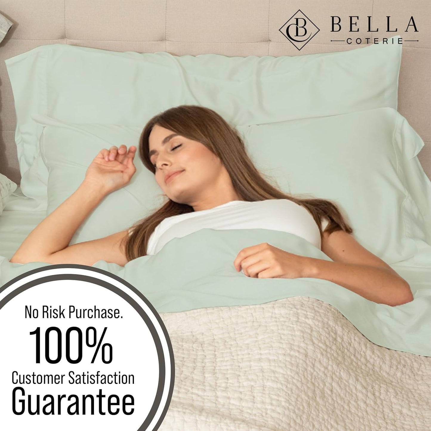 Bella Coterie Luxury Bamboo Viscose Full Size Sheet Set | 100% Organically Grown | Ultra Soft | Cooling for Hot Sleepers | 18" Deep Pocket [Sea Glass]
