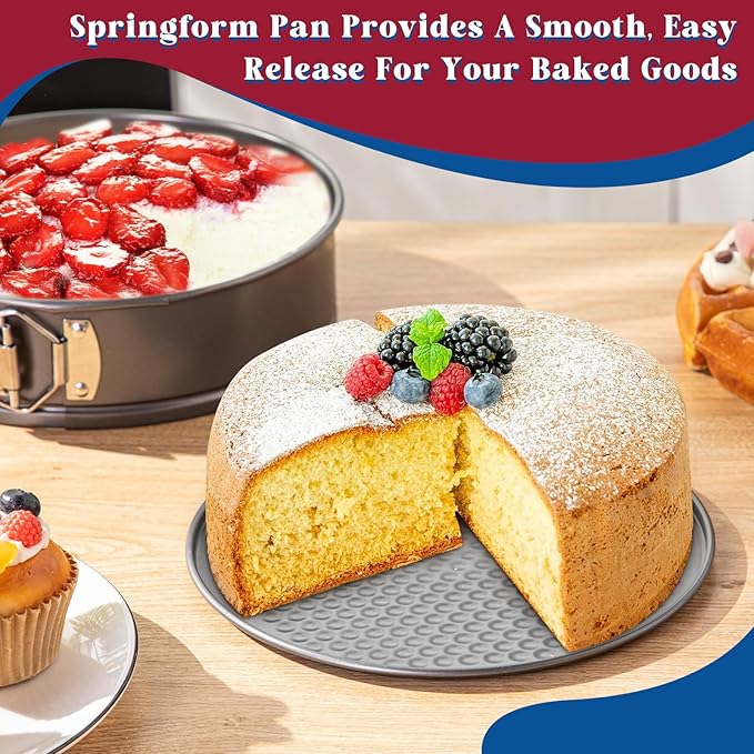 Pickmesh 3 Pcs 8.5 Inch Round Springform Pan Set, Nonstick Cheesecake Pan with Removable Bottom, 150 Pcs Parchment Paper Liners, Leakproof Cake Mold for Baking Black