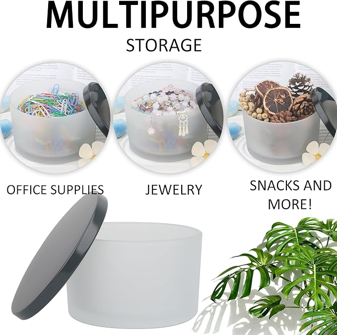 MILIVIXAY 6 Pack 24 oz Candle Jars with Metal Lids and Candle Making Kits - 3 Wick Candle Jar,Bulk Empty Frosted White Thick Glass Jars for Making Large Candles - Spice, Powder Containers