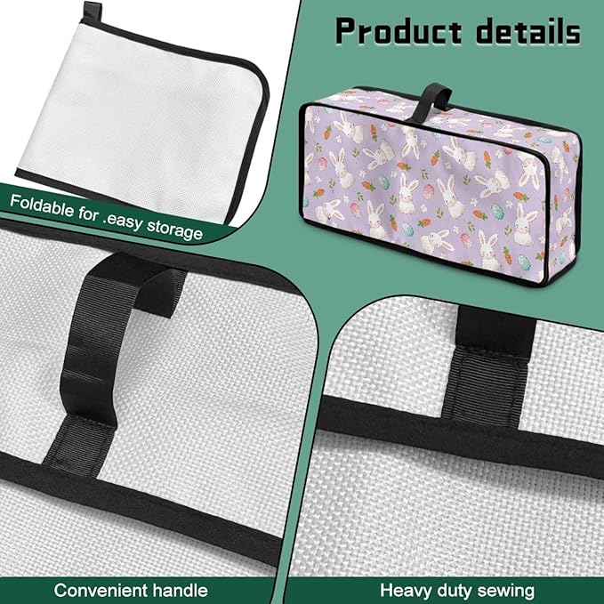 Easter Happy Bunny Toaster Cover Decor, Dust-proof 2 Slice Toaster Cover with Top Handle Small Appliance Covers Machine Washable Kitchen Appliance Covers for Modern Home