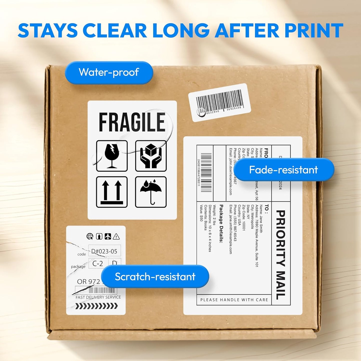 2x1 Direct Thermal Label, Barcode Address Mailing Name Shipping Labels, Perforated Thermal Stickers, Multipurpose, Commercial Grade for Thermal Printer, Strong Adhesive, 1310/Roll, 4 Rolls
