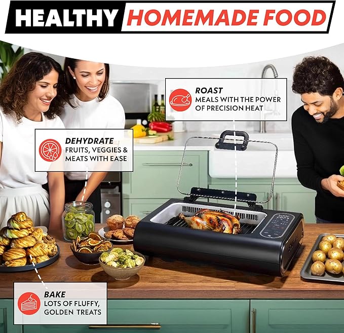 Gourmia Smokeless Indoor Grill & Air Fryer raclette grill with Smoke Extracting Technology for indoor grill Extra-Large Nonstick Cooking electric grill indoor Korean BBQ Style 6 Quart FoodStation™