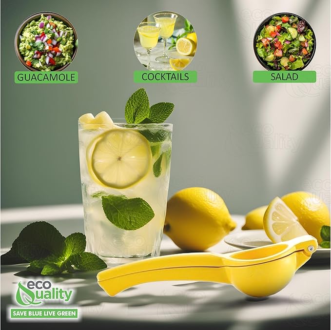 EcoQuality Heavy Duty Handheld Yellow Citrus Juice Squeezer Premium Lemon, Lime & Orange Press for Maximum Extraction Easy to Use, Durable and Rust Resistant Metal Manual Juicer (2)