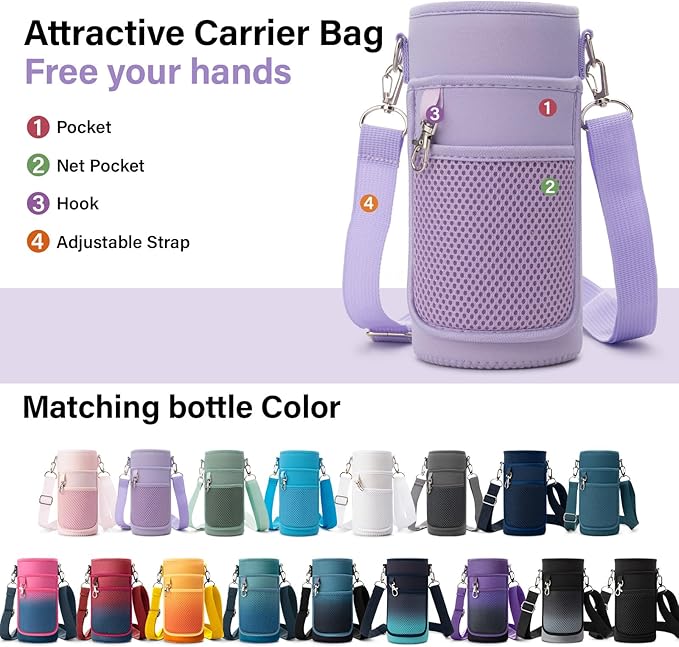DYSANKY Insulated Water Bottle | Thickened Stainless Steel Vacuum Metal | Portable Sports Water Jug for Gym and Hiking with Straw, Carrier Bag, Handle Strap | BPA-Free 32 oz