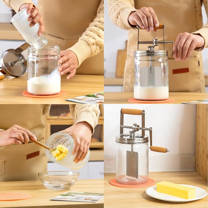 Dazey Butter Churner - Cheese Cloth, Shaping Paddles, Recipe Book INCLUDED- Hand Crank Manual Butter Maker- Create Delicious Homemade Butter With Your Own Hand Crank Dazey Churner