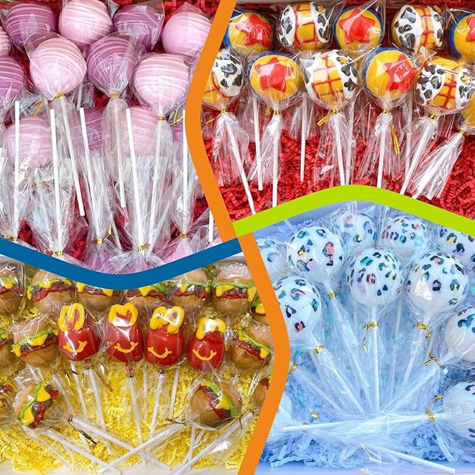 200 Count 6 INCH White Paper Lollipop and Cake Pop Sticks,Sucker Sticks for Cookies,Rainbow Candy,Chocolate,Cake Topper(Dia 4mm)