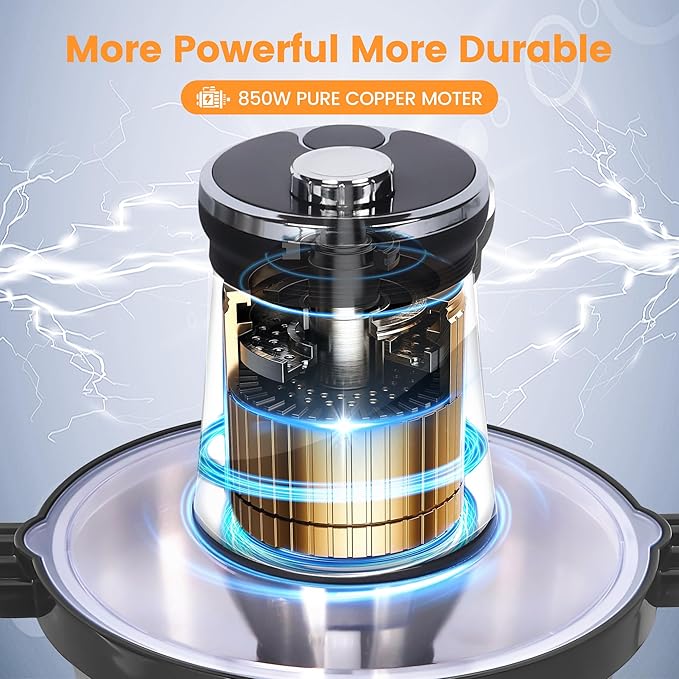 BUMET 16 cup steel bowl 850W Electric Food Processor,LED timer. 3-Tiered 6 Cutting Edges blade for mincing, chopping,Ideal as meat grinder,fresh vegetables chopper,pet food process in kitchen.
