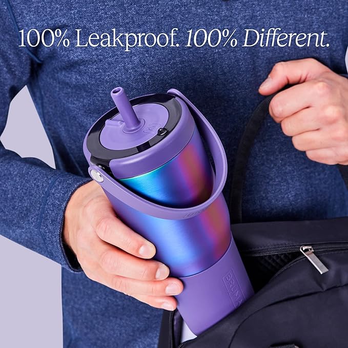 BrüMate Resa 35oz 100% Leakproof Travel Tumbler with Handle & Straw | Flexible SoftSip Straw | Silicone Sleeve for Durability | Stainless Steel | Cup Holder & Travel Friendly Water Bottle | (Kiwi)