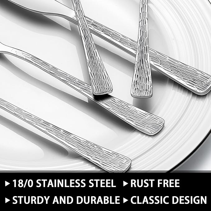 49-Piece Silverware Set with Organizer, Food-Grade Stainless Steel Flatware for 8, Cutlery Utensil Sets with Steak Knives, Rust-proof, Mirror Polished, Dishwasher Safe, Silver Tree Pattern