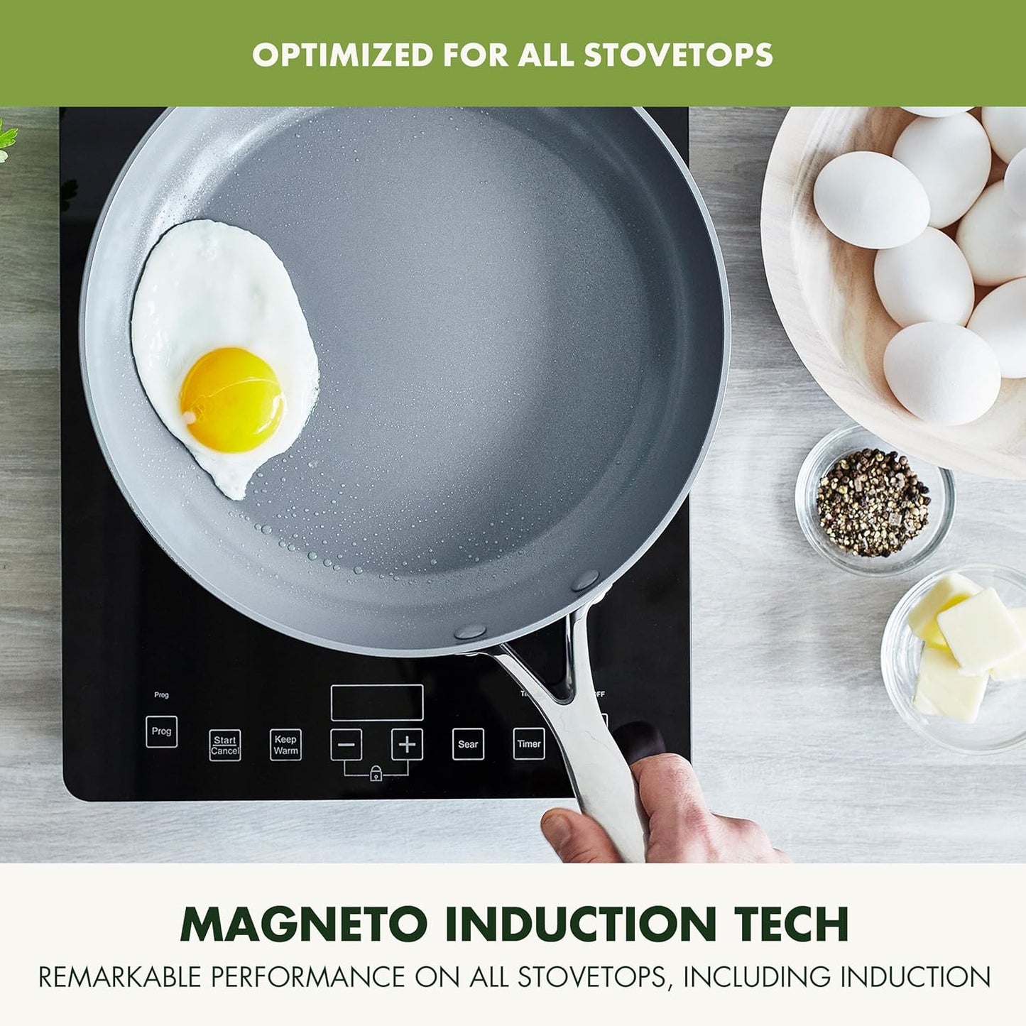 GreenPan Valencia Pro Hard Anodized Healthy Ceramic Nonstick 10" Frying Pan Skillet, PFAS-Free, Induction, Dishwasher Safe, Oven Safe, Gray