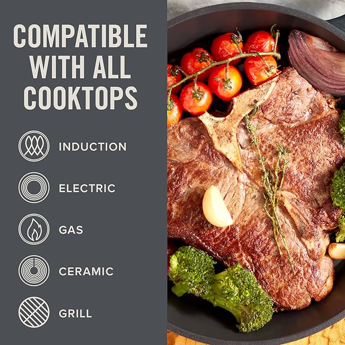 Zakarian x Dash Nonstick Cast Iron Grilling and Roasting Pan - Oven-Safe Cookware - Titanium Ceramic Nonstick Coating - Great for Roasting Veggies, Meats, and More - Blue, 11-Inch
