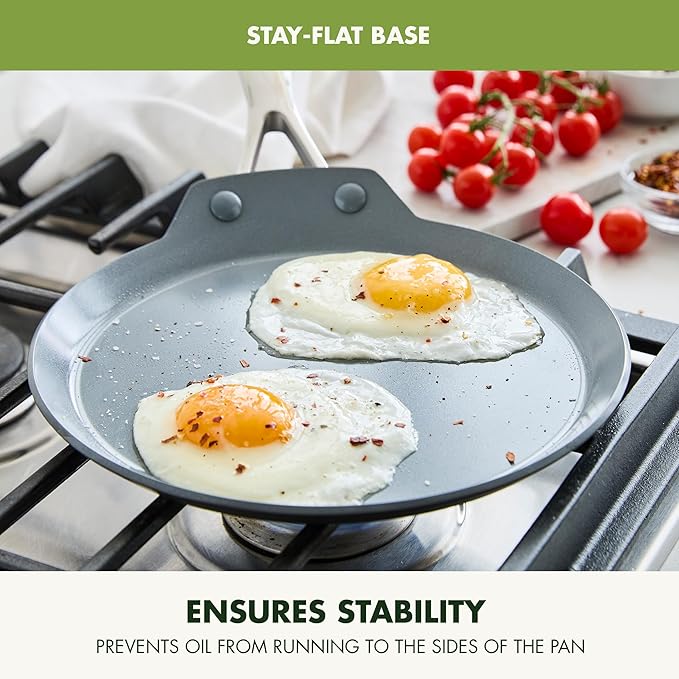 GreenPan Valencia Pro Ceramic Nonstick 9.5" Crepe Pan, Hard Anodized PFAS-Free, Induction Ready, Compatible on All Cooktops, Dishwasher Safe, Oven Safe to 600F, Gray
