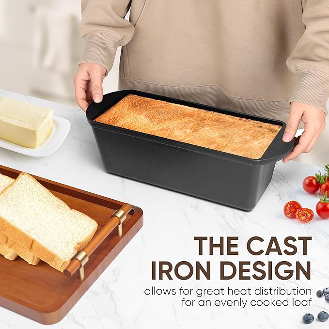 Cast Iron Bread Pan 13x5 Inch Loaf Pan, Cast Iron Baking Pan for Sourdough and Sandwich Bread Loaves