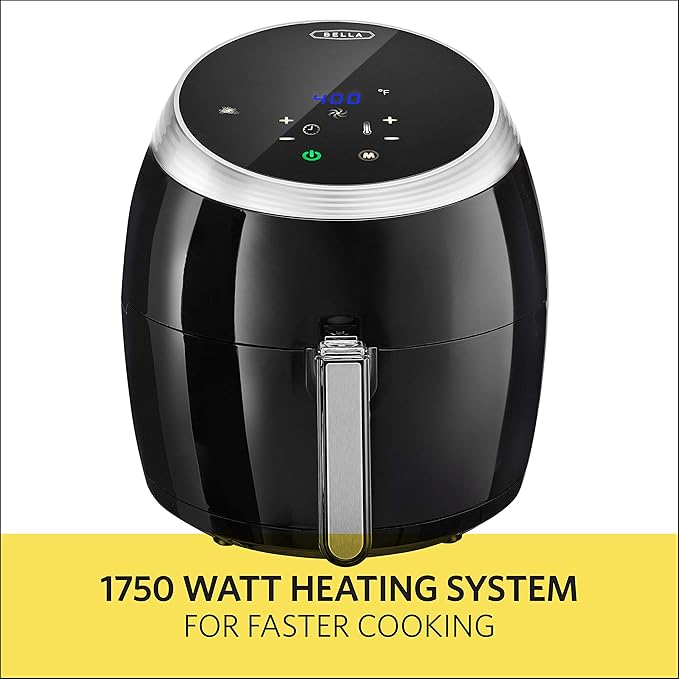 BELLA (14679) 5.3 Quart Air Convection Fryer, Black, black 5.3qt