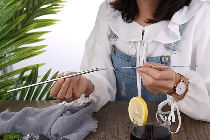 Reusable Metal Straws - 100pcs, 8.5'' & 10.5'' Stainless Steel Straws for 20oz & 30oz Tumblers, Bent & Straight Options
