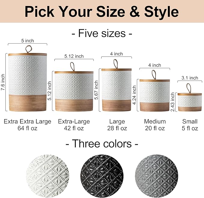 Miamolo Ceramic Jar with Lid, Coffee Canisters with Airtight Lids Kitchen Food Storage Container for Spice Loose Leaf Tea, Small Decorative Jars for Countertop Coffee Bar Accessories - White 20 fl.oz