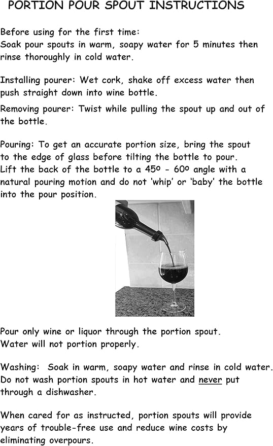 Wine-by-the-Glass 5 Ounce Portion Spouts with Red Top - Pack of 12