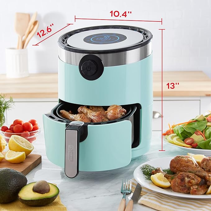 Dash AirCrisp® Pro Digital Air Fryer - Adjustable Temperature Control - Auto Shut-Off Feature & Multiple Presets - Removable Crisper Basket - 3 Quarts - Aqua