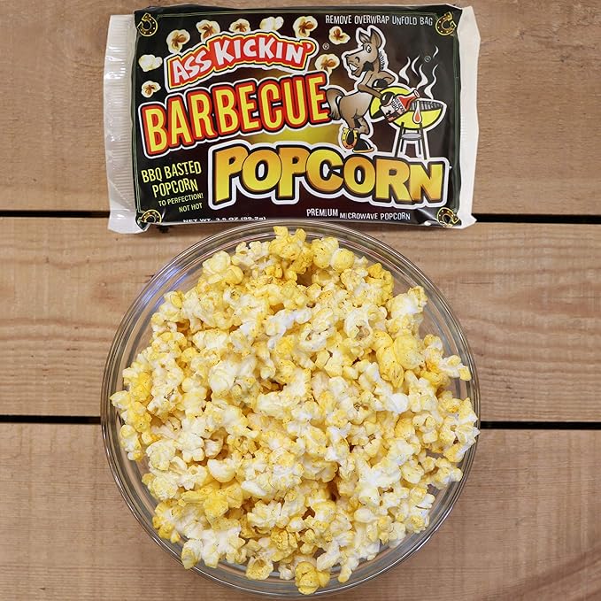 ASS KICKIN' BBQ Microwave Popcorn Bags - 12 Pack - Ultimate Barbecue Gourmet Popcorn Gift - Makes a Great Movie Theater Popcorn or Snack Food for Movie Night